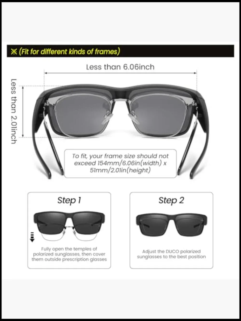 Polarized Fit Over Sunglasses UV400 Protection Retro Square Wrap Around for